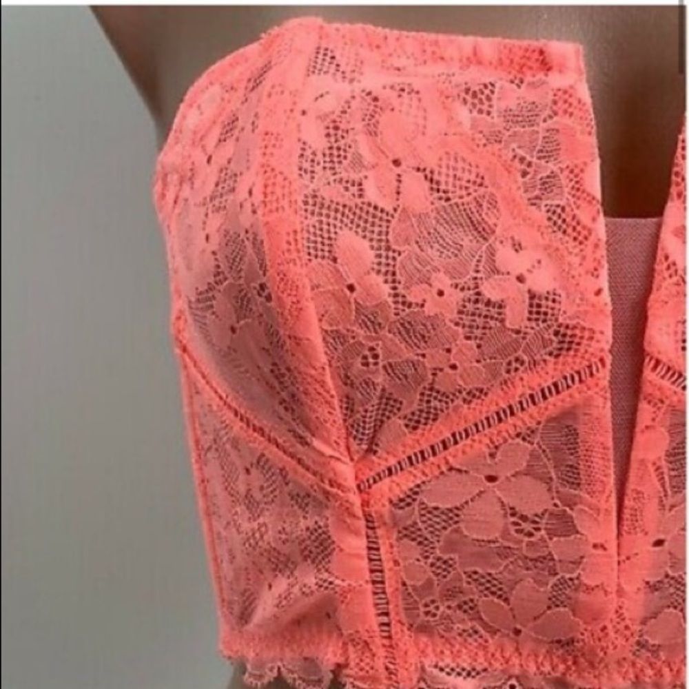 ⭐️ Victoria's Secret Dream Angels Lace Bustier Corset Bra Pink Neon NWT - Picture 2 of 8